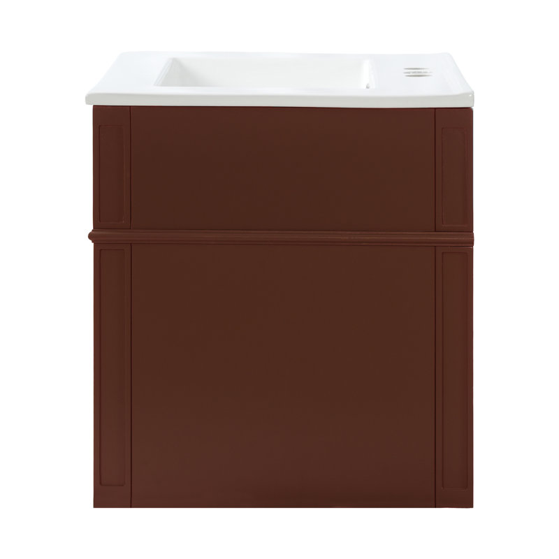 Meuble-lavabo mural de 61 cm (24 po) avec dessus en céramique, Brun