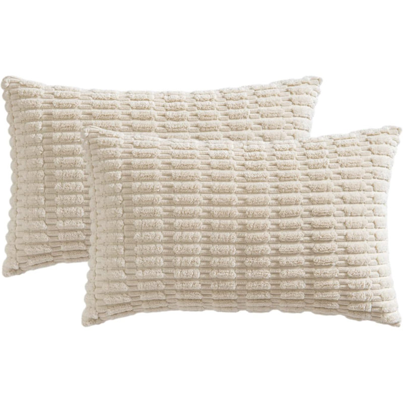 Treshawn Striped Reversible Pillow Cover, Cream