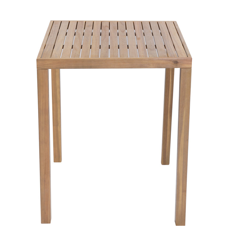Arian Patio Square Acacia Wood Bar Table With Slatted Top, Light Brown