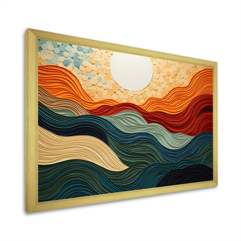 «Desert Sands Abstract», art mural sur toile, Cadre doré simple, H 34 po x l 44 po x P 1,5 po