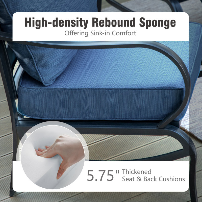 Tapasi Outdoor Patio Conversation Furniture Set, Peacock Blue, Rocking Chair