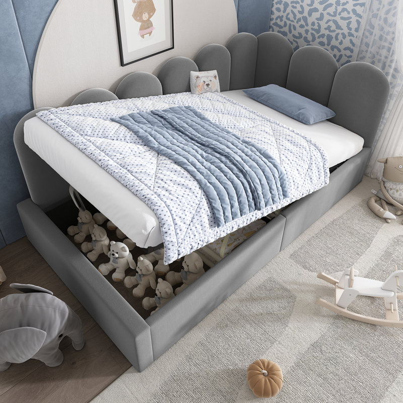 Daybed With Hydraulic Storage, European Single (90 x 200 cm), Grey