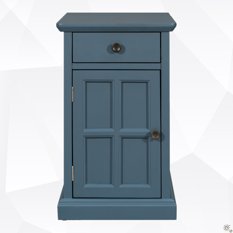 Edelgard 14'' W Solid Wood Nightstand, Antique Navy