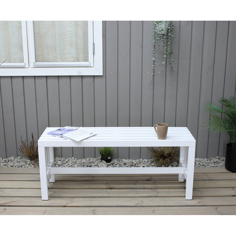 Madhav Solid Wood Pine Outdoor Bench, White