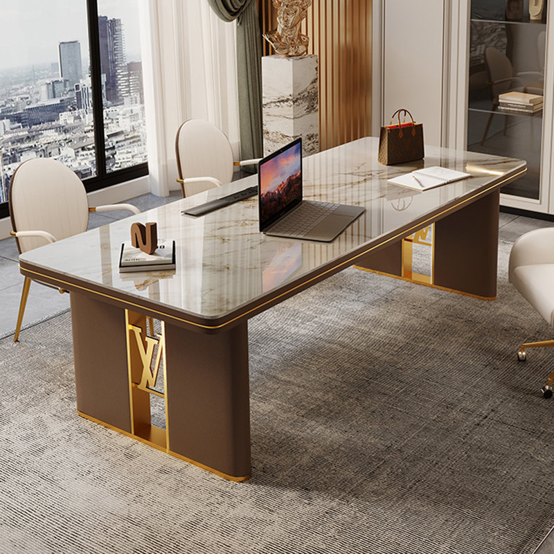 Bureau rectangulaire en pierre, H 29,53 po x l 78,74 po x P 31,5 po