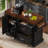 53" Large Kitchen Island With 3.5" Thick Desktop, Spice And Towel Racks, Rolling Kitchen Island With Storage On 5 Wheels, 2 Extra-Large Drawers, For Home, Kitchen, Dining Room, Black-129490384