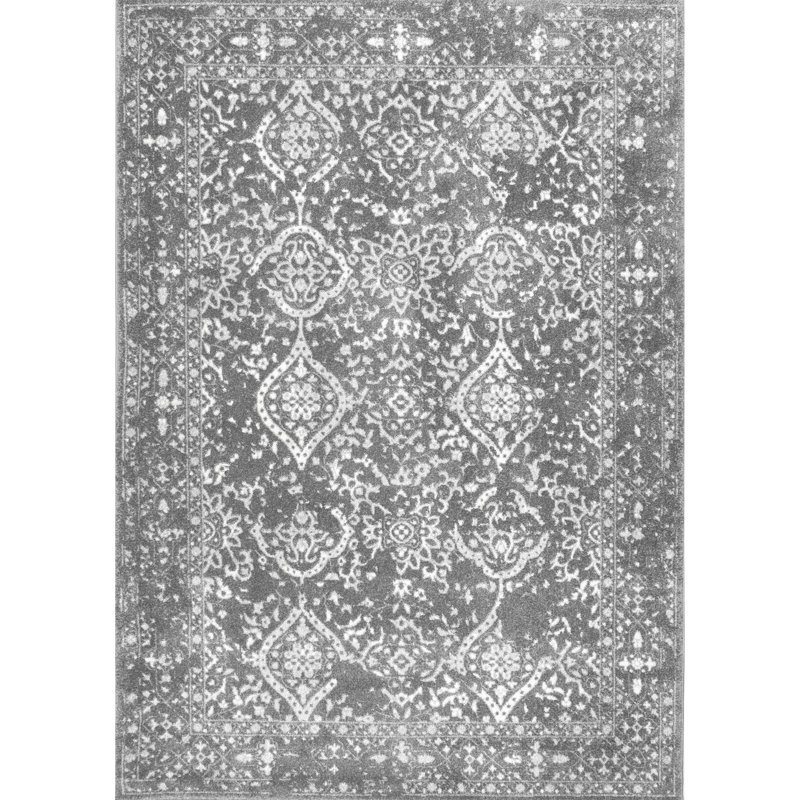 Almirka Medallion Area Rug for Living Room Bedroom Dining Room Kitchen, Grey/Ivory, Rectangle 9' x 12'