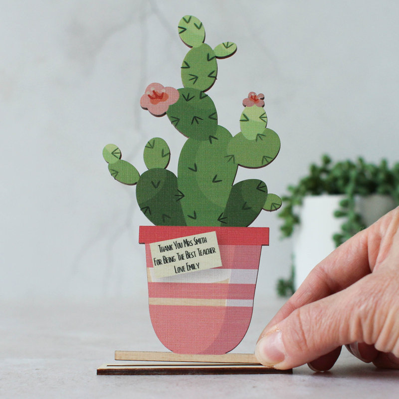 Turco Personalised Wooden Card, Cactus, Yes