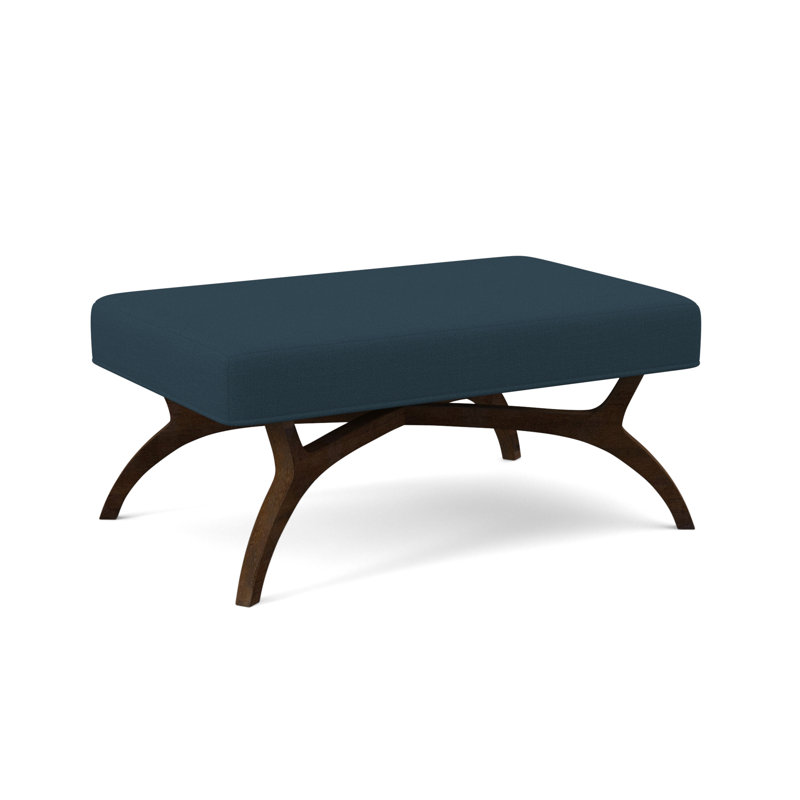 Ansel Upholstered Bench, American Walnut, Margaret Lagoon