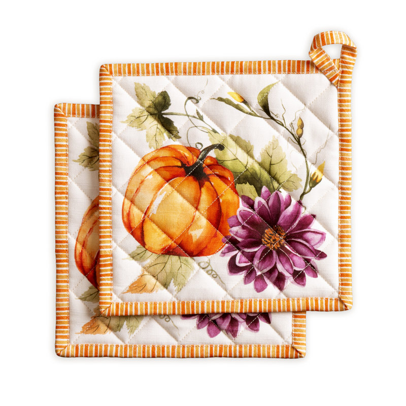 Ensemble de 2 poignées 8 po x 8 po Hermine Pumpkin Garden