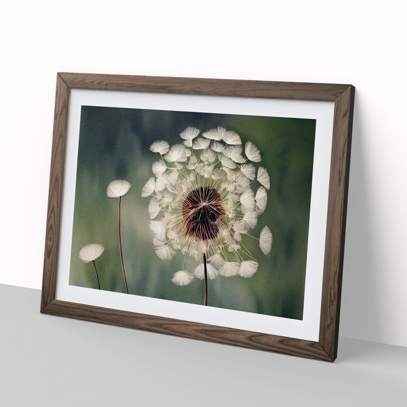Fascinating Dandelion Flowers 1 Piece Single Picture Frame Wall Art, 34cm H x 46cm W x 2cm D, Walnut Framed