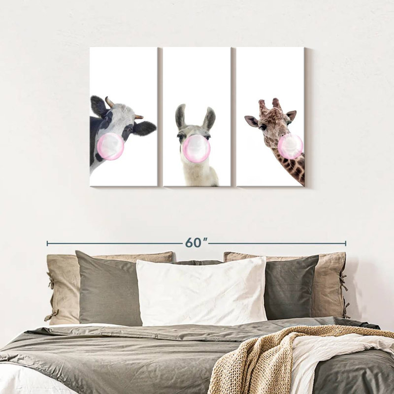 Silly Bubble Gum Animaux 3 pièces, H 28 po x l 45 po x P 1,25 po
