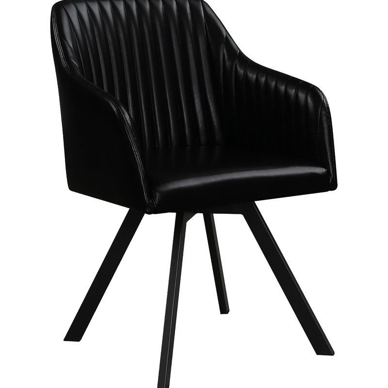 Fauteuil pivotant cannelé à accoudoirs inclinés