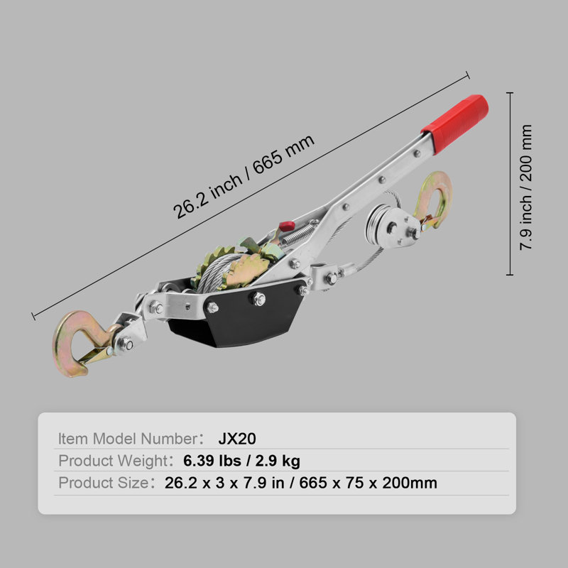 Treuil d'alimentation puissant avec 2 crochets de 2 tonneaux robustes 4409 lb