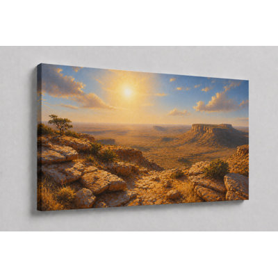 Grand désert Canyon Vista, reproduction d'art sur toile, Southwest Mesa, peinture rustique, décoration pour salon, chambre, bureau, couloir, impression sur toile 24 x 36 pouces - prête à être accrochée