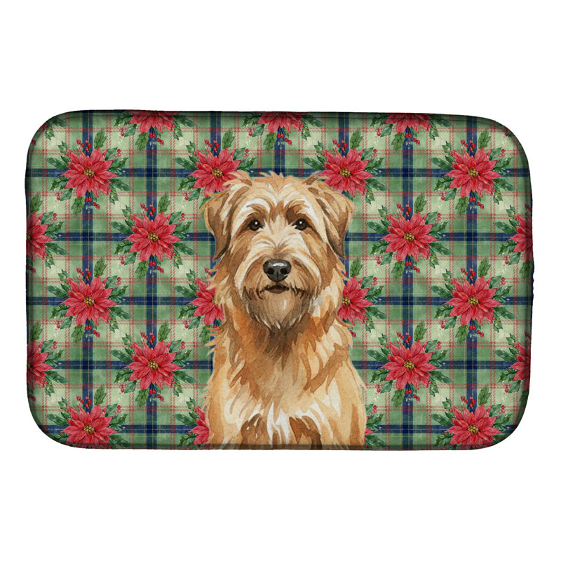 Tapis de séchage Tawny Briard Christmas PoinsettIas