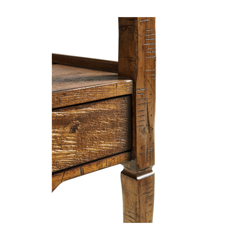 Casually Country Solid Wood End Table, Walnut Country Farmhouse