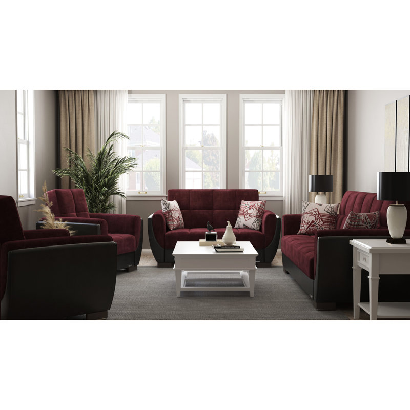 Rangement avec porte-gobelet - Chenille bourgogne / noir moderne extra espace noir et bourgogne en microfibre