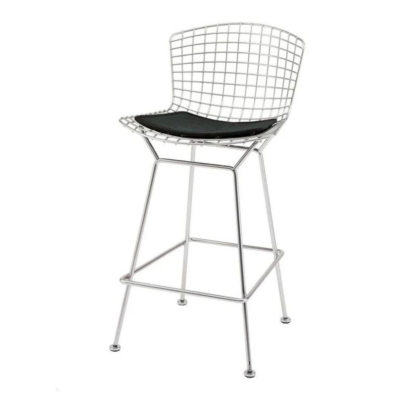 Tokio Metal Stool, Black Seat/Chrome Frame