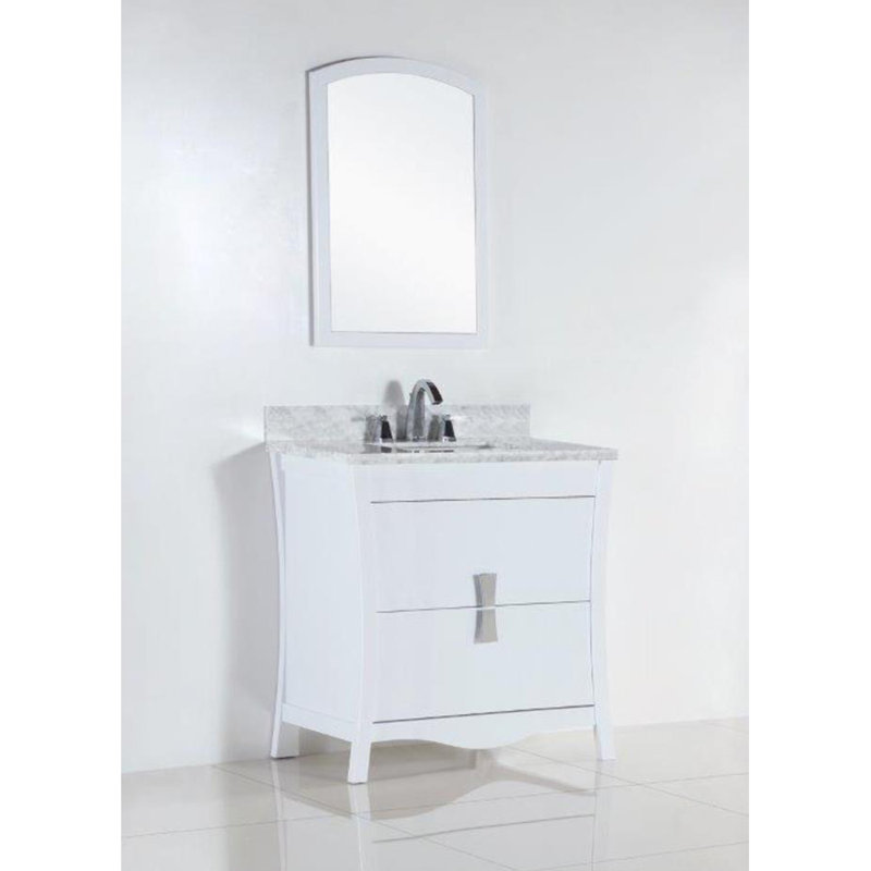 30.39'' Single Bathroom Vanity with Top, White Carrara