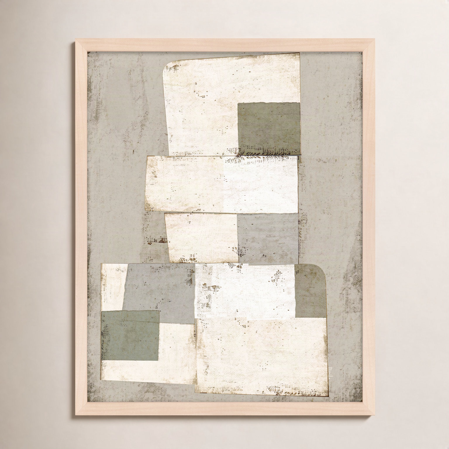 Patchwork Green by Marco Marella for Studio M - Framed Wall Art, 30" H x 24" W, Paper, White