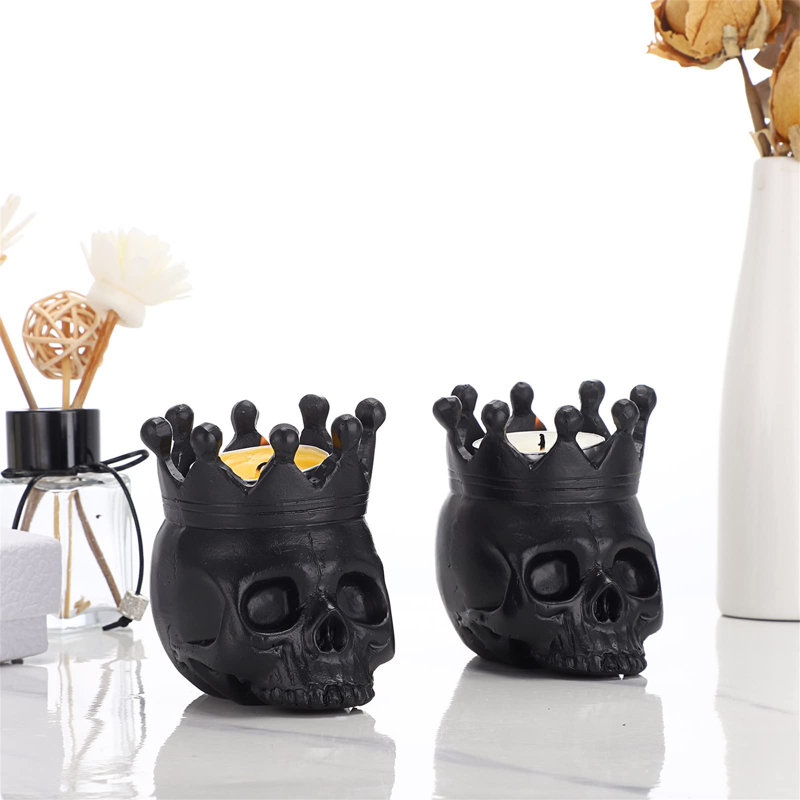 Resin Tealight Holder, Black