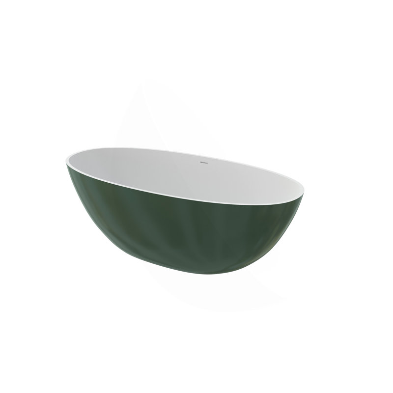 65" Premium Solid Surface Deep Soaking Bathtub, Matte Green