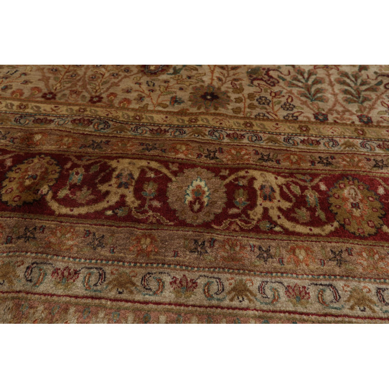 Tapis oriental oriental en laine nouée à la main 250 KPSI Agra de 7 pi 8 po x 9 pi 10 po beige / gris / rouille