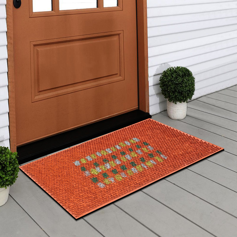 Tapis d'entrée antidérapant 30 po x 18 po Leyva, Terracotta