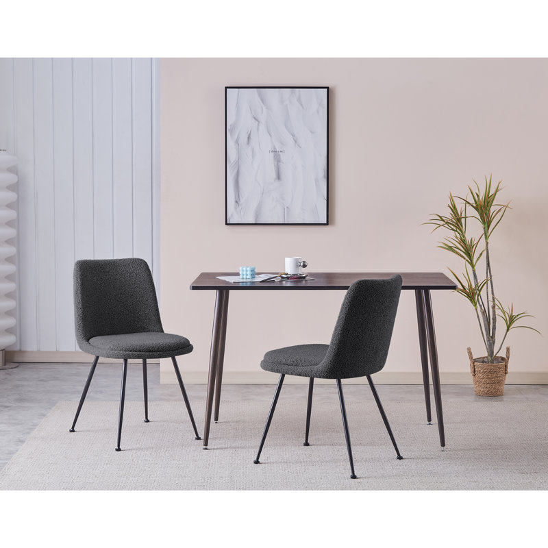 Langione Fabric Dining Chairs with Steel Legs, Dark Grey