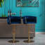 Tabourets de bar 2, velours bleu marine, pieds dorés, repose-pieds et base, fonction de hauteur réglable 2 avec pivot, réglable et base