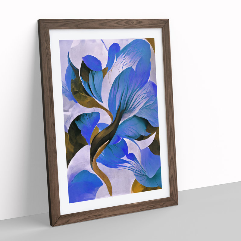 Flower - Single Picture Frame Print, 64cm H x 46cm W x 2cm D, Walnut