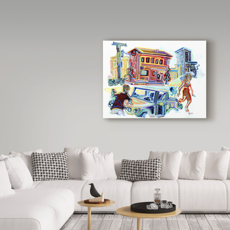 « jeep », reproduction de peinture à l’acrylique sur toile tendue, H 18 po x l 24 po x P 2 po