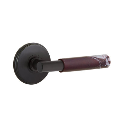 Emtek Select Dummy Leverset w/ Watford Rosette & T-Bar Stem, Rosso Levanto Marble Lever