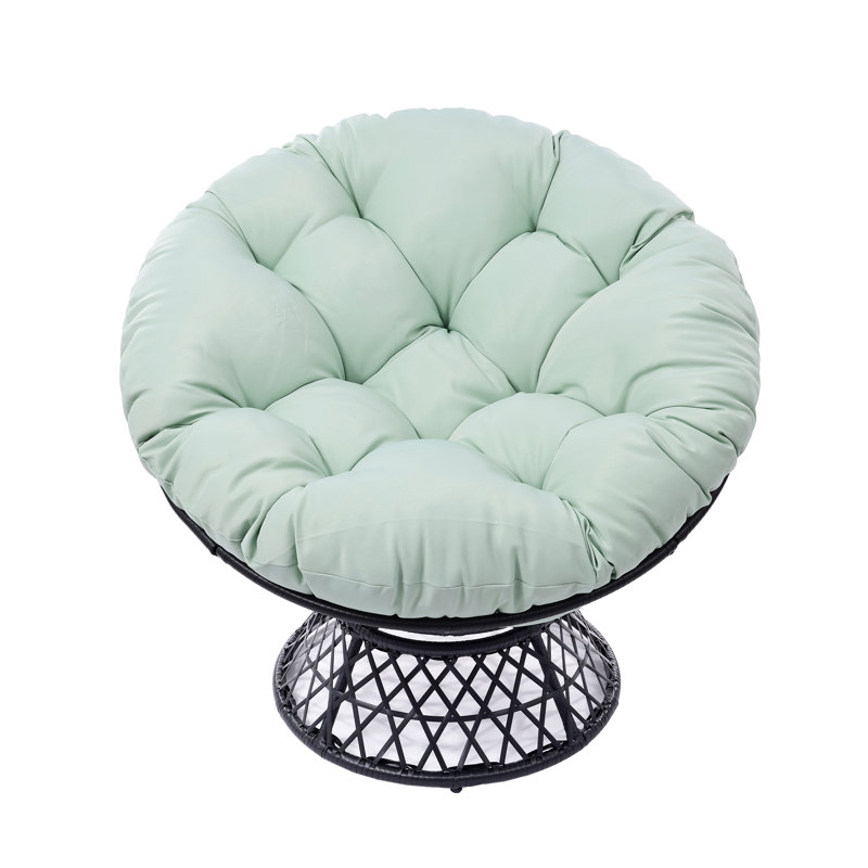Hubhalsun 360° Swivel Papasan Chair, Round Wicker Papasan Chair with Thick Cushion, 350 lbs Capacity Indoor/Outdoor Papasan Chair for Patio, Living Room, Bedroom