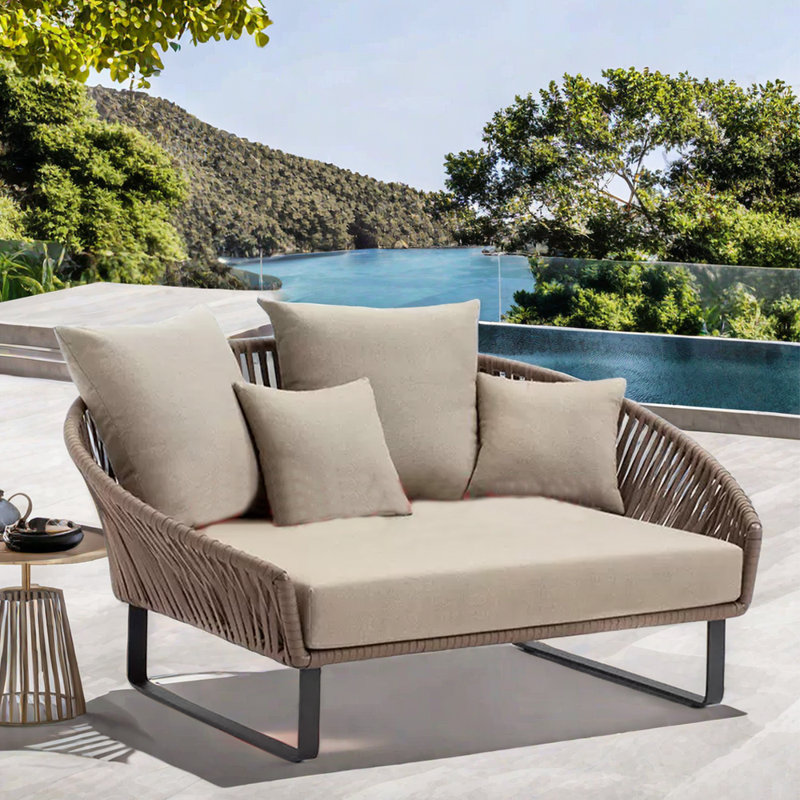 Geonwoo 62.99'' Wide D-Shaped Patio Daybed with Cushions