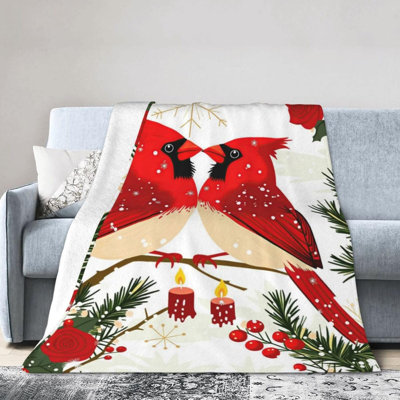 Jeté ultra doux Cardinal en flanelle, jolies couvertures chaudes et douces pour canapé-lit, canapé, décoration de chambre, toutes saisons, 50 po x 60 po