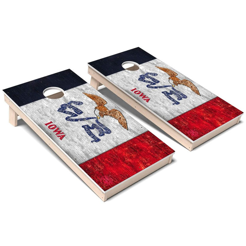 Ensemble de planches de cornhole composites toutes saisons en couleurs Iowa State Flag, Ajouter un étui de transport