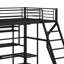 Lit mezzanine double en métal avec poste de travail intégré, garde-robe ouverte, DEL et rangement multiple