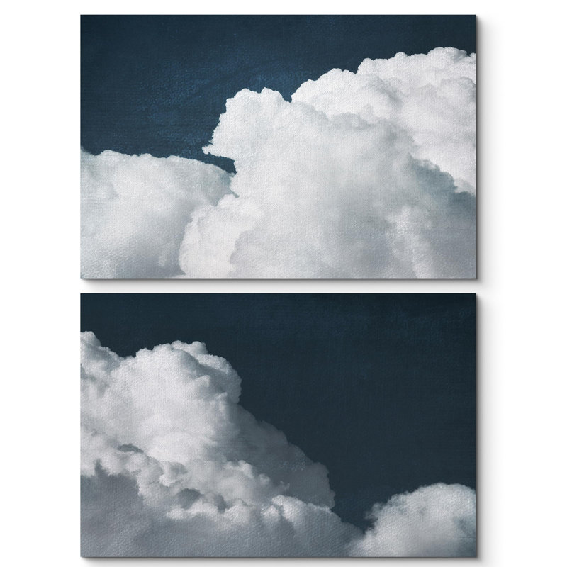 Cumulus Dreams, bleu ciel, nuages, 2 pièces, Toile tendue, H 24 po x l 36 po