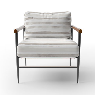Modern Upholstered Chair - White Pearl Lines Arm Chair