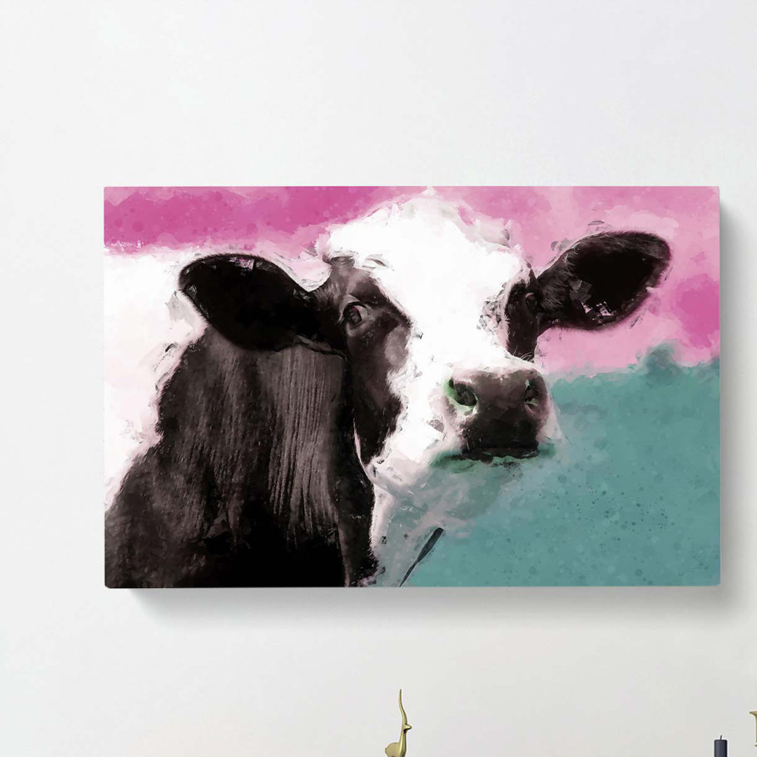A Cow In The Meadow In Abstract - Wrapped Canvas