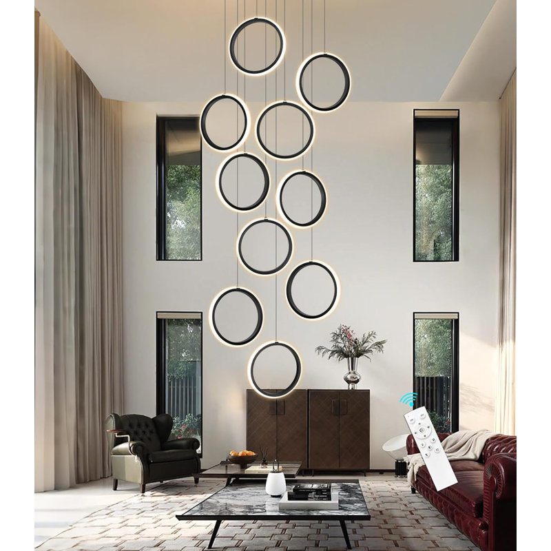 Modern Led Chandelier, Matte Black
