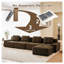 Canapé modulaire en forme de L de 153 po en velours côtelé brun avec repose-pieds mobile, siège profond à 4 places avec design capitonné et aucun assemblage requis pour le salon-1119957044-1119957192