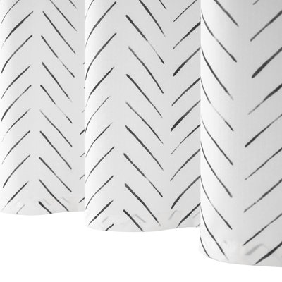 Baun Chevron Shower Curtain with Hooks Included