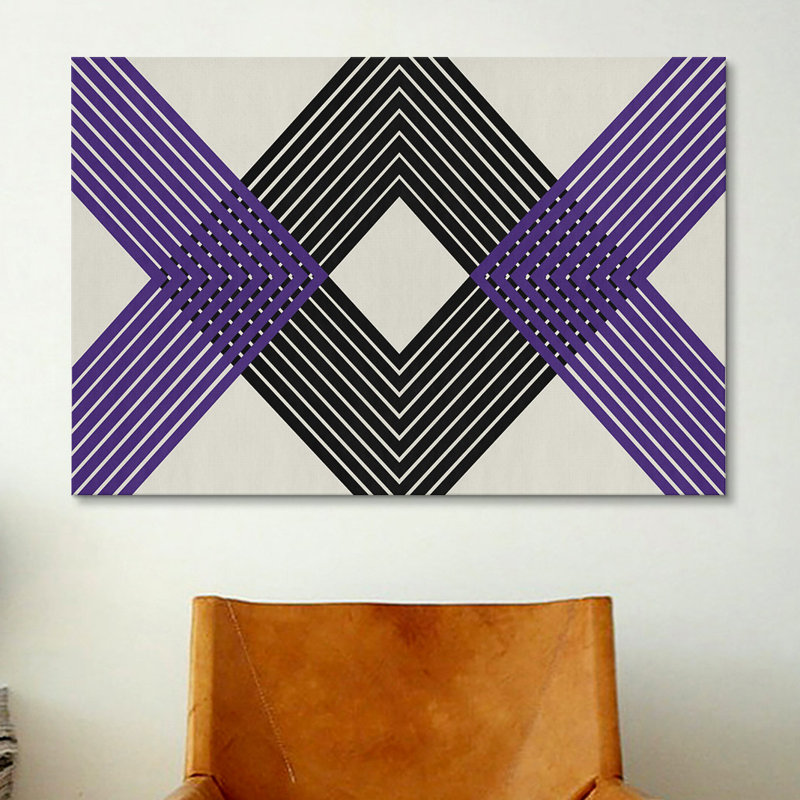 Albree moderne, losange entrecroisé, impression sur toile, H 18 po x l 26 po x P 1,5 po, Toile avec cadre flottant noir