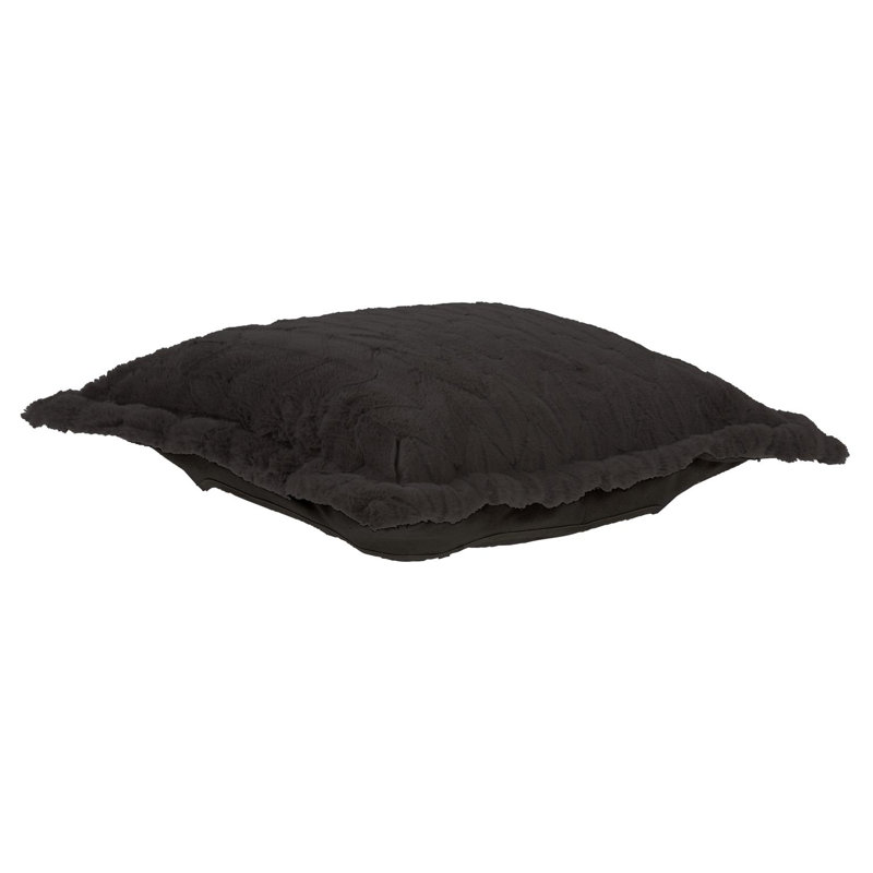 Puff Ottoman Cushion Angora Stone -Cushion and Cover Only, Ebony 
