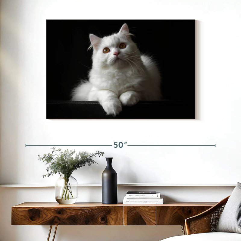 White Persian Cat, 26" H x 39" W