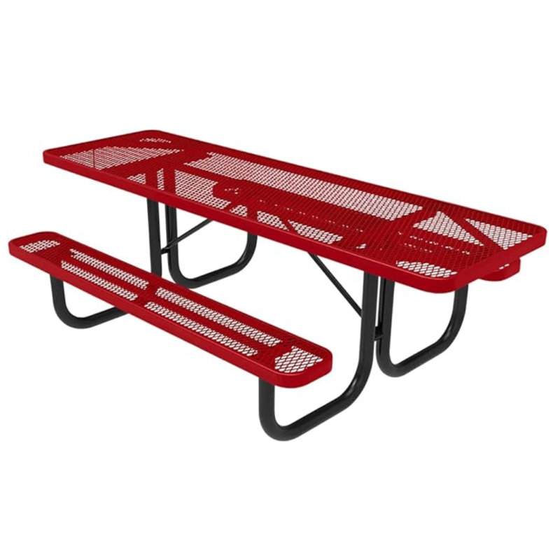 Ensemble de table et chaises rondes rouges avec trou pour parasol