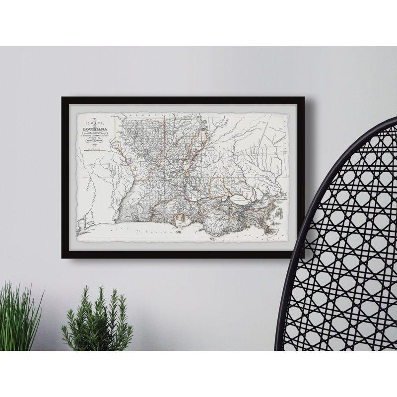 Louisiana State Outline - cadre photo, H 24 po x l 36 po x 1,5 po